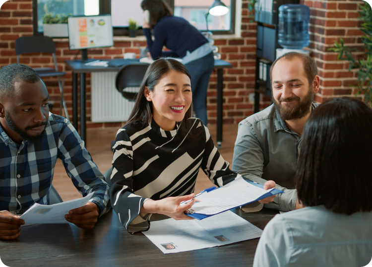 employees interviewing candidate