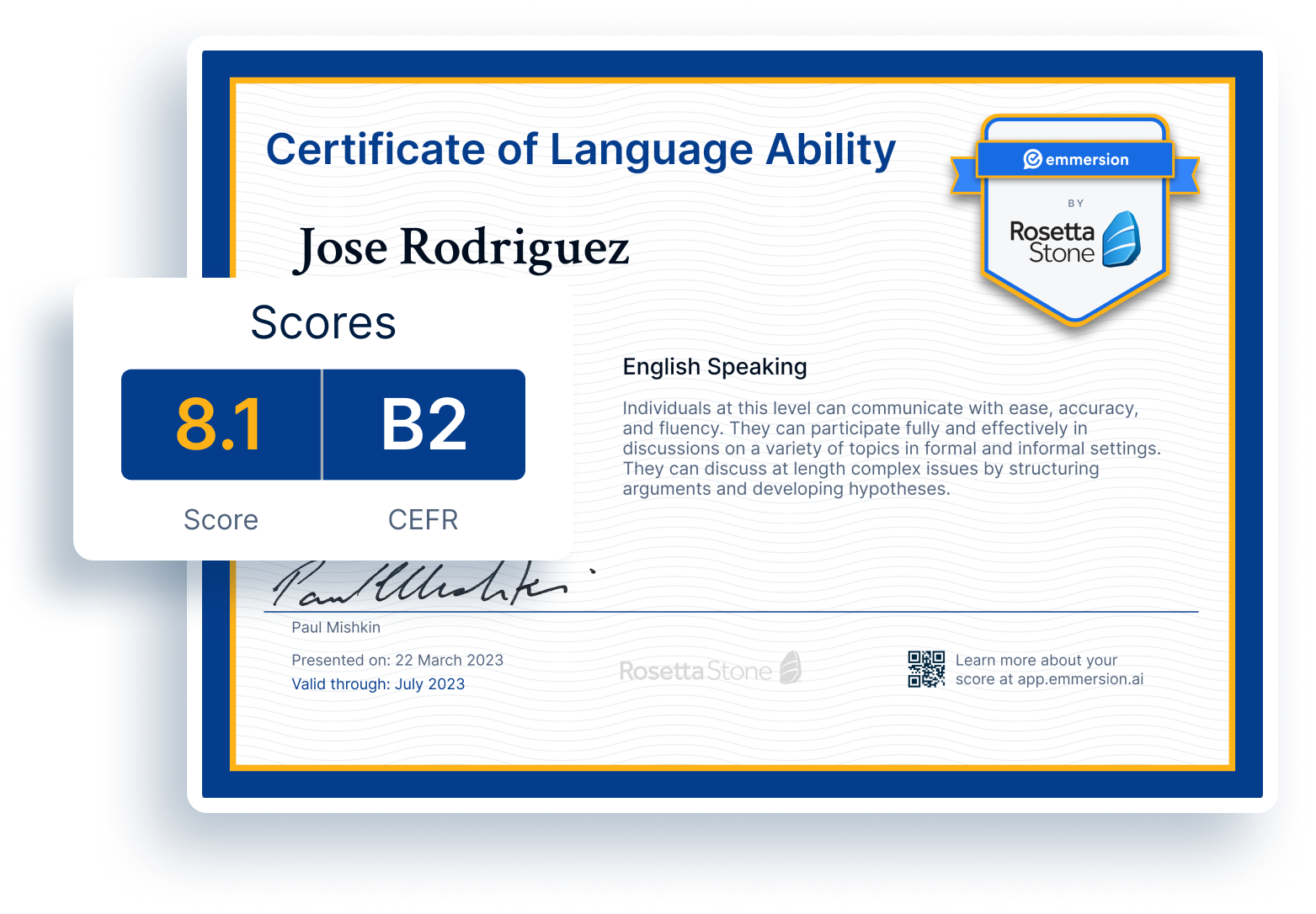 Rosetta stone and TrueNorth certificate